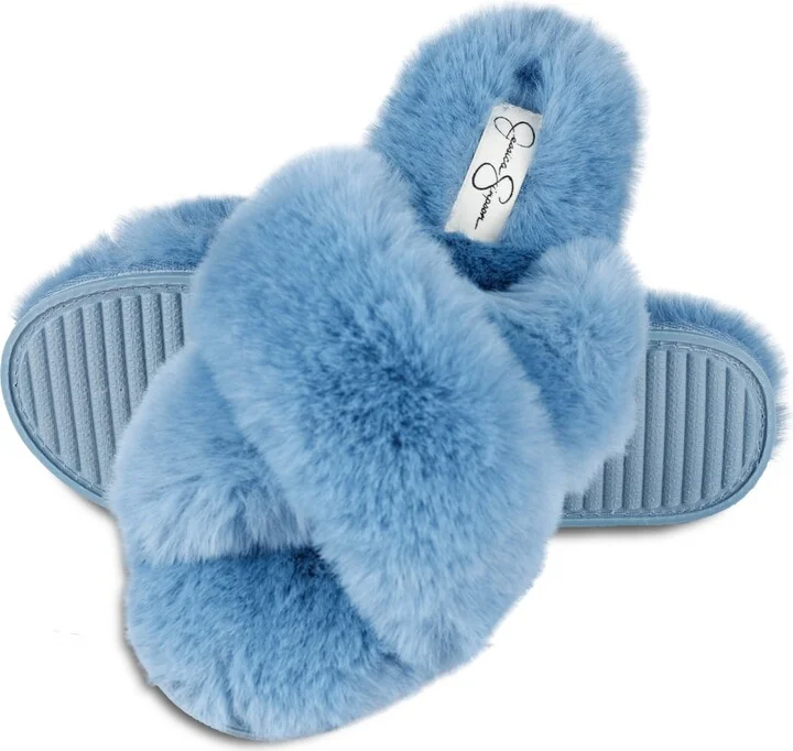 Jessica Simpson Women's Extra Soft High Plush Cross Band Slide Slippers - Image 3