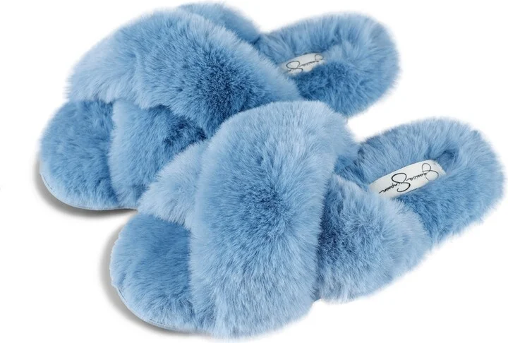 Jessica Simpson Women's Extra Soft High Plush Cross Band Slide Slippers - Image 4