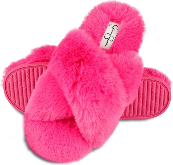 Jessica Simpson Women's Extra Soft High Plush Cross Band Slide Slippers - Image 8