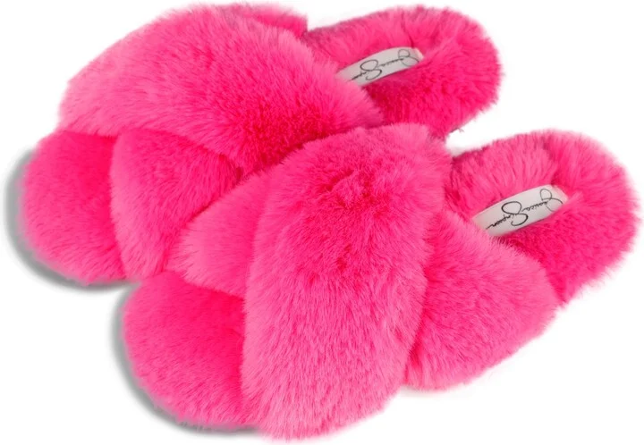 Jessica Simpson Women's Extra Soft High Plush Cross Band Slide Slippers - Image 9