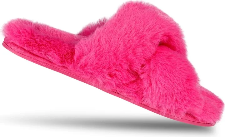 Jessica Simpson Women's Extra Soft High Plush Cross Band Slide Slippers - Image 10