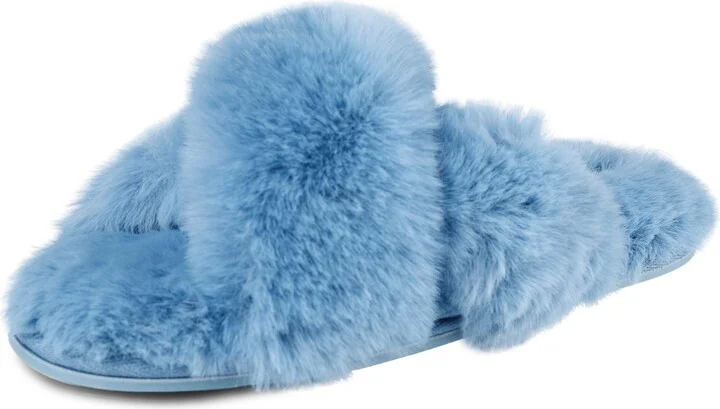 Jessica Simpson Women's Extra Soft High Plush Cross Band Slide Slippers