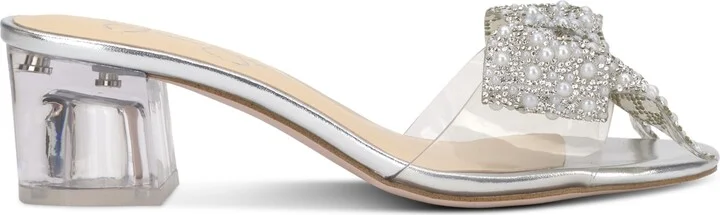 Jessica Simpson Women's Irrone Embellished Bow Block-Heel Sandals - Clear/Silver/Pearl - Image 2