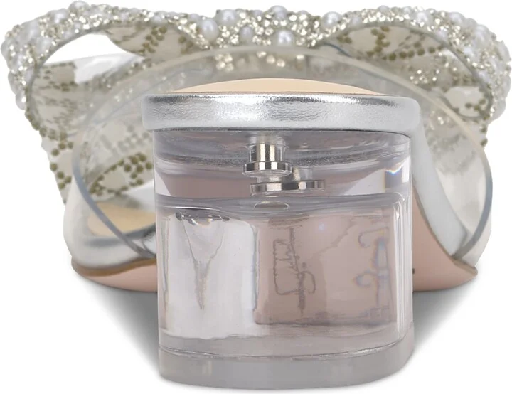 Jessica Simpson Women's Irrone Embellished Bow Block-Heel Sandals - Clear/Silver/Pearl - Image 3
