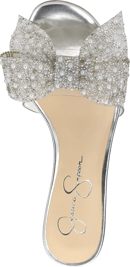 Jessica Simpson Women's Irrone Embellished Bow Block-Heel Sandals - Clear/Silver/Pearl - Image 4