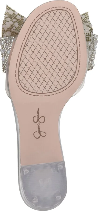 Jessica Simpson Women's Irrone Embellished Bow Block-Heel Sandals - Clear/Silver/Pearl - Image 5