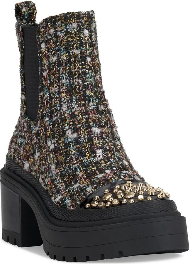 Jessica Simpson Womens Jymmie Stretch Knit Chelsea Boots Black 10 Medium (B