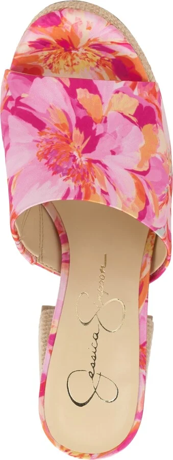Jessica Simpson Women's Kameena Block-Heel Slip-On Sandals - Pink/Orange Satin - Image 4