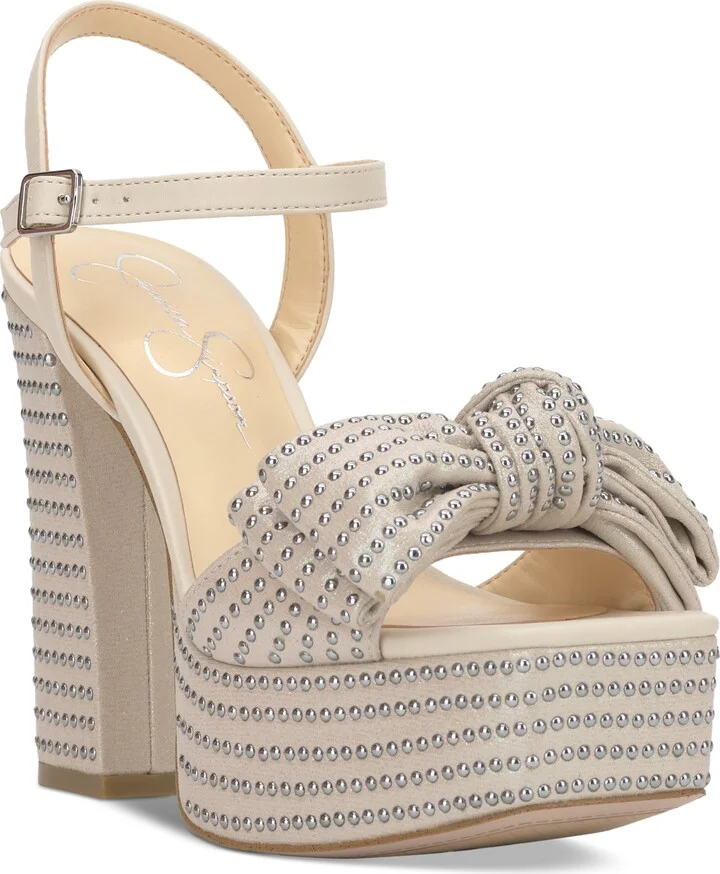 Jessica Simpson Women's Lollien Studded Bow Platform Sandals