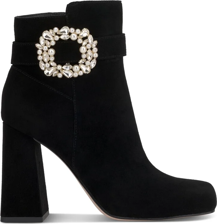 Jessica Simpson Women's Luminna Embellished Buckle Block-Heel Booties - Image 2