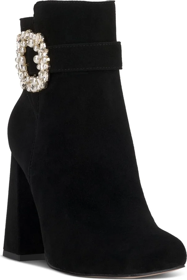 Jessica Simpson Women's Luminna Embellished Buckle Block-Heel Booties