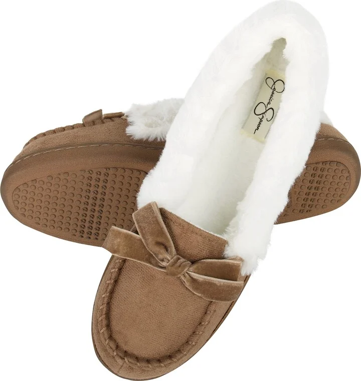 Jessica Simpson Womens Micro Suede Moccasin Indoor Outdoor Slipper Shoe