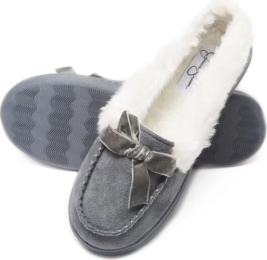 Jessica Simpson Womens Micro-Suede Moccasin with Velvet Bow - Dusty Pink/Large