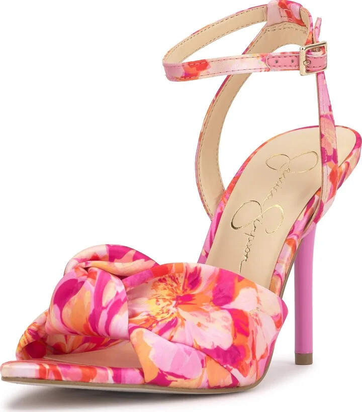 Pink/Orange Painterly Floral Satin
