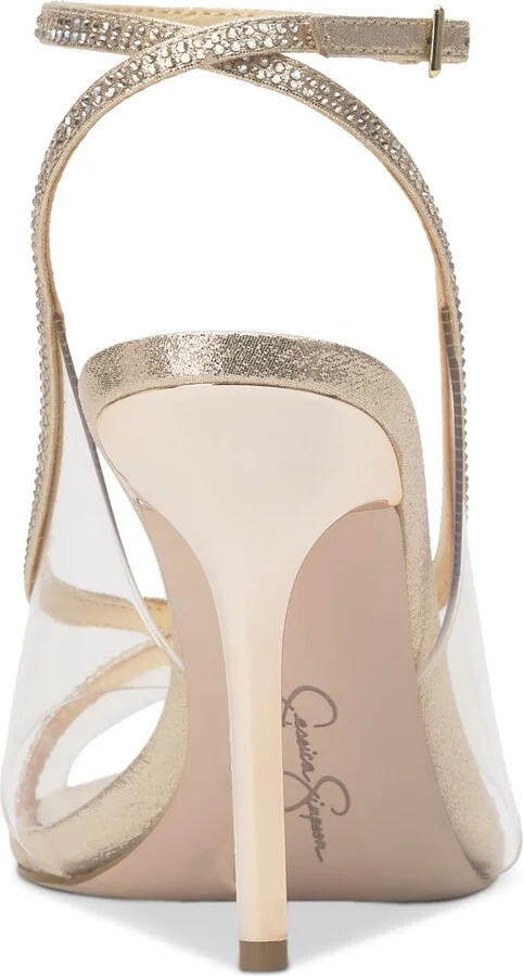 Jessica Simpson Women's Novina Embellished Stiletto Dress Sandals - Clear/Champagne - Image 3
