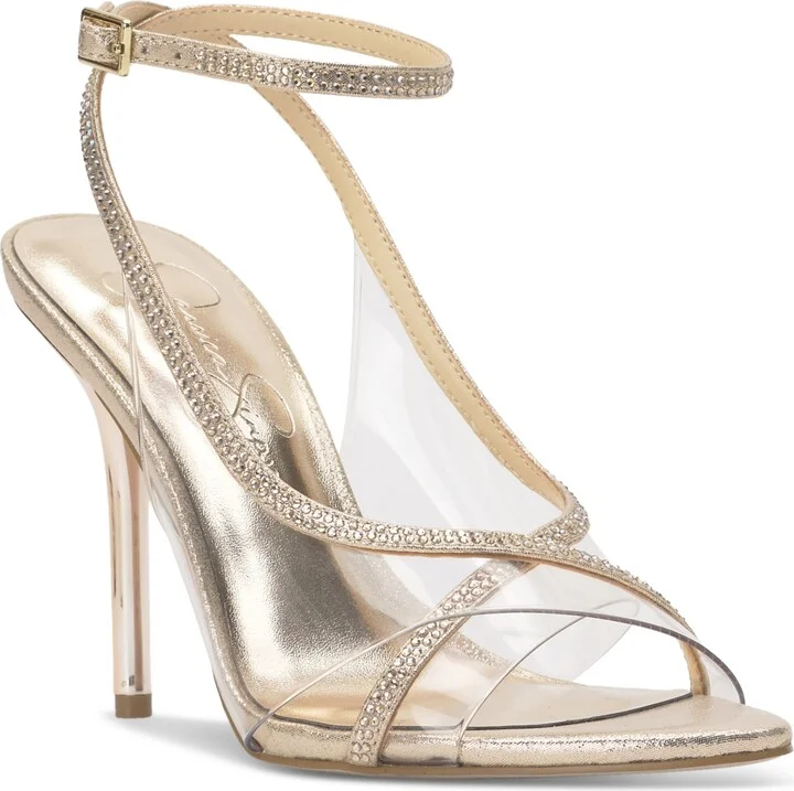Jessica Simpson Women's Novina Embellished Stiletto Dress Sandals - Clear/Champagne