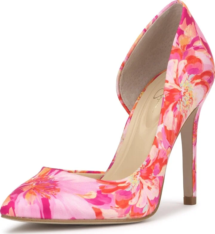 Pink/Orange Painterly Floral Satin