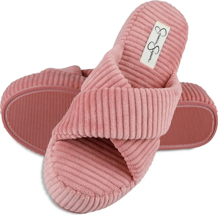 Jessica Simpson Women's Ribbed Terry Cross Band Slide Platform Slipper - Image 2