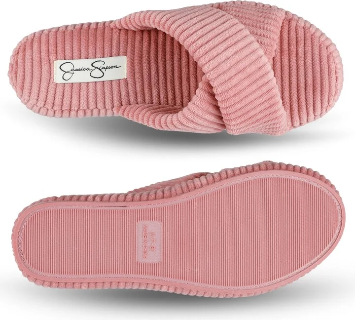 Jessica Simpson Women's Ribbed Terry Cross Band Slide Platform Slipper - Image 3