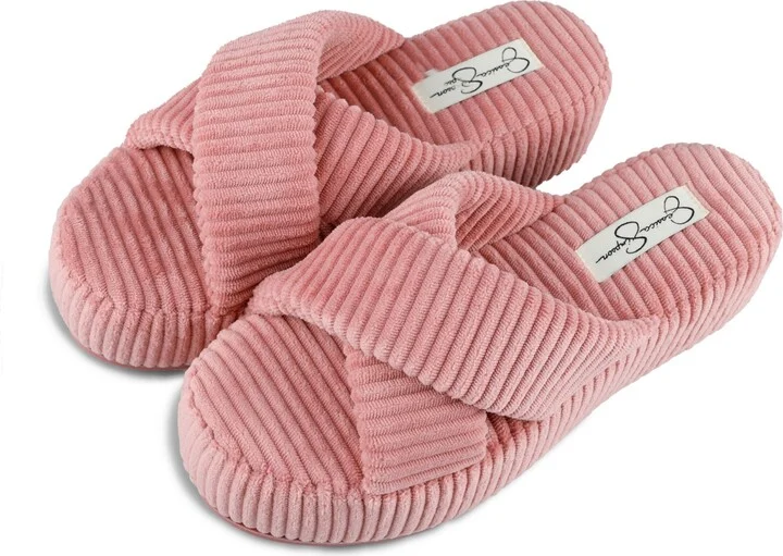 Jessica Simpson Women's Ribbed Terry Cross Band Slide Platform Slipper - Image 4