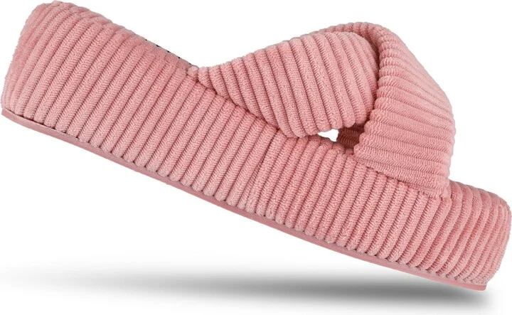 Jessica Simpson Women's Ribbed Terry Cross Band Slide Platform Slipper - Image 5