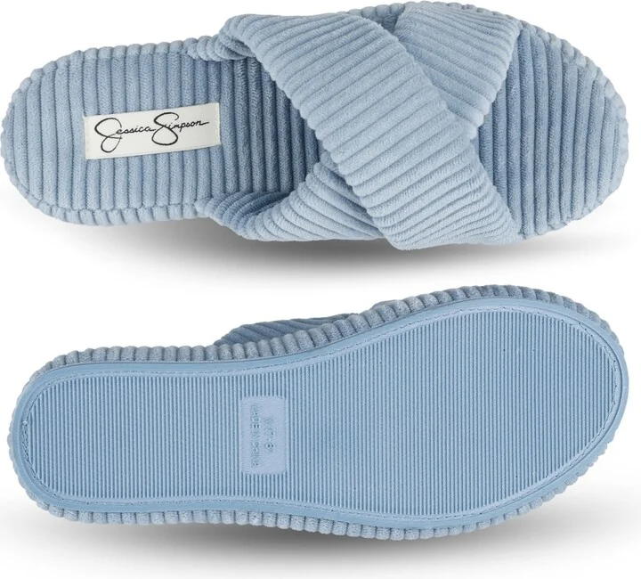 Jessica Simpson Women's Ribbed Terry Cross Band Slide Platform Slipper - Image 8