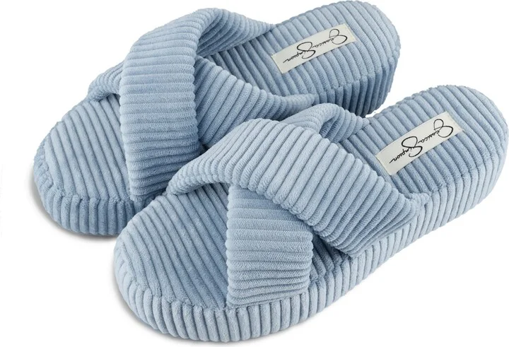 Jessica Simpson Women's Ribbed Terry Cross Band Slide Platform Slipper - Image 9