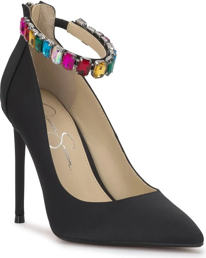 Jessica Simpson Women's Samiyah Embellished Ankle Strap Stiletto Pump