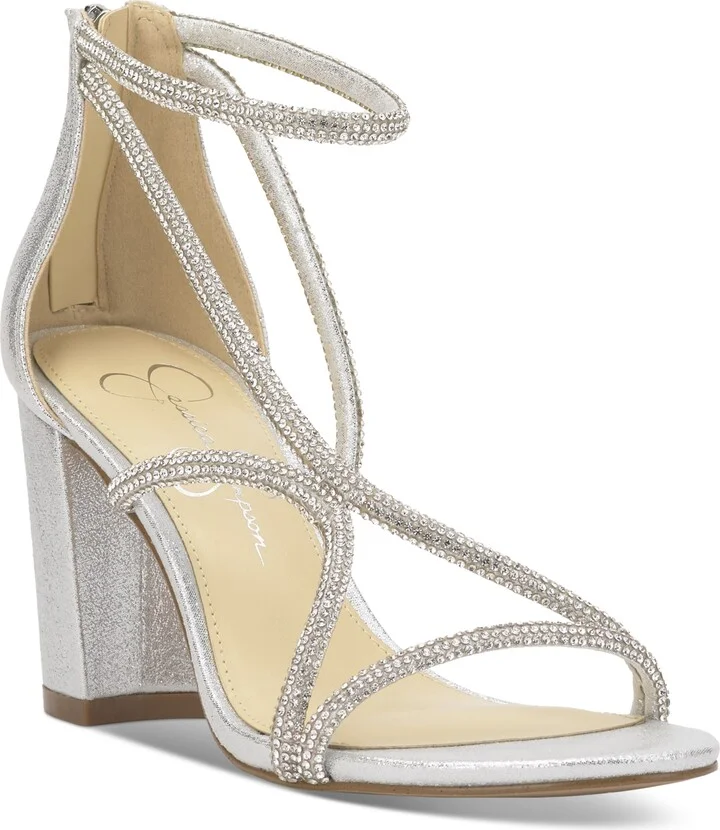 Jessica Simpson Women's Shiny Rhinestone Block-Heel Dress Sandals