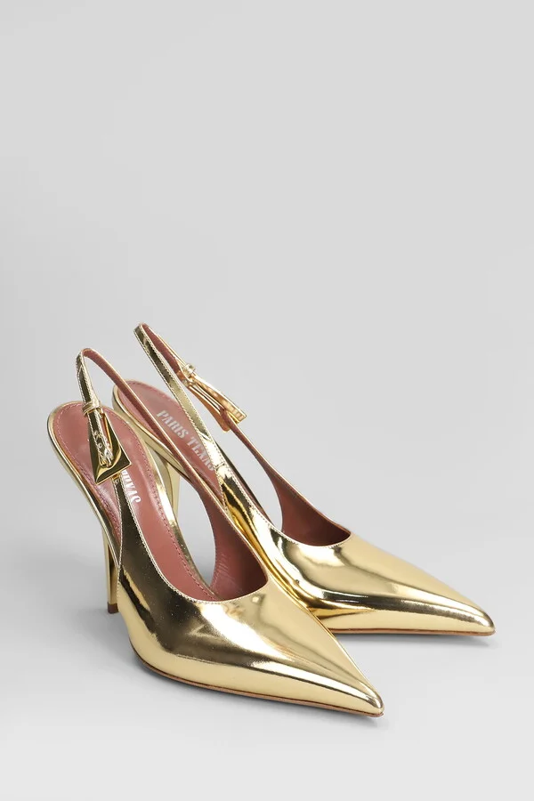 Jessica Slingback 95 Pumps In Gold Leather - Image 2
