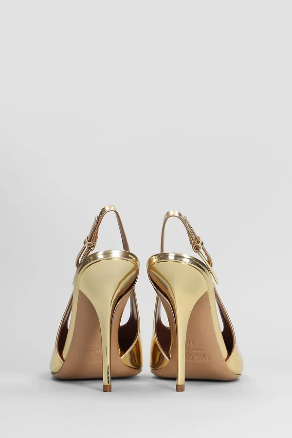 Jessica Slingback 95 Pumps In Gold Leather - Image 4