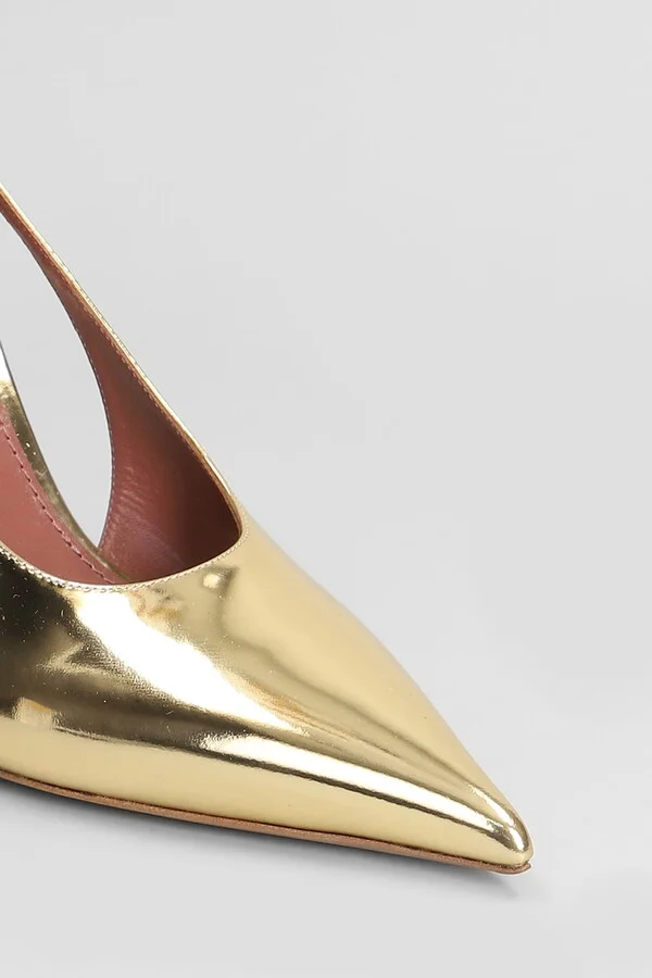 Jessica Slingback 95 Pumps In Gold Leather - Image 5