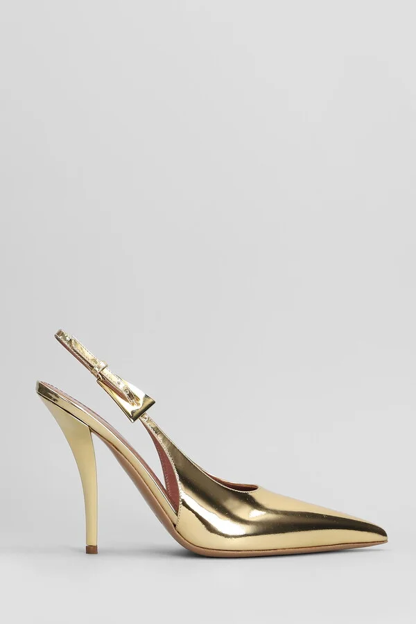 Jessica Slingback 95 Pumps In Gold Leather