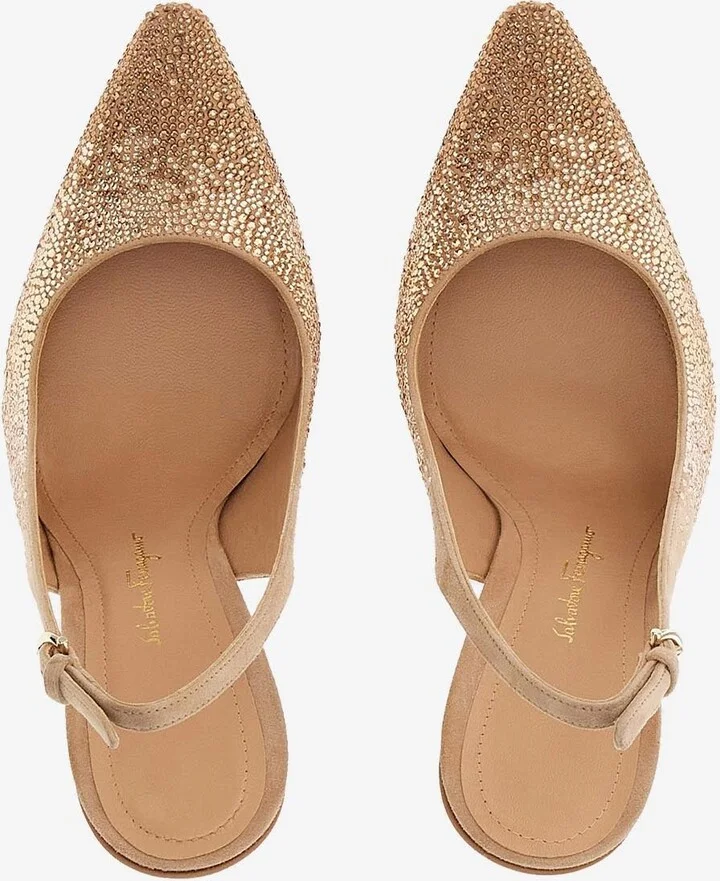Jessie 100 Crystal Suede Slingback Pumps - Image 2