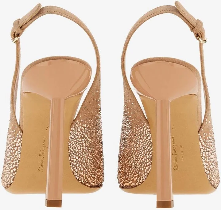 Jessie 100 Crystal Suede Slingback Pumps - Image 3