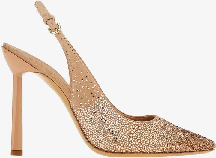 Jessie 100 Crystal Suede Slingback Pumps