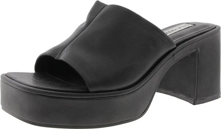 Jessie Womens Solid Faux Leather Block Heel