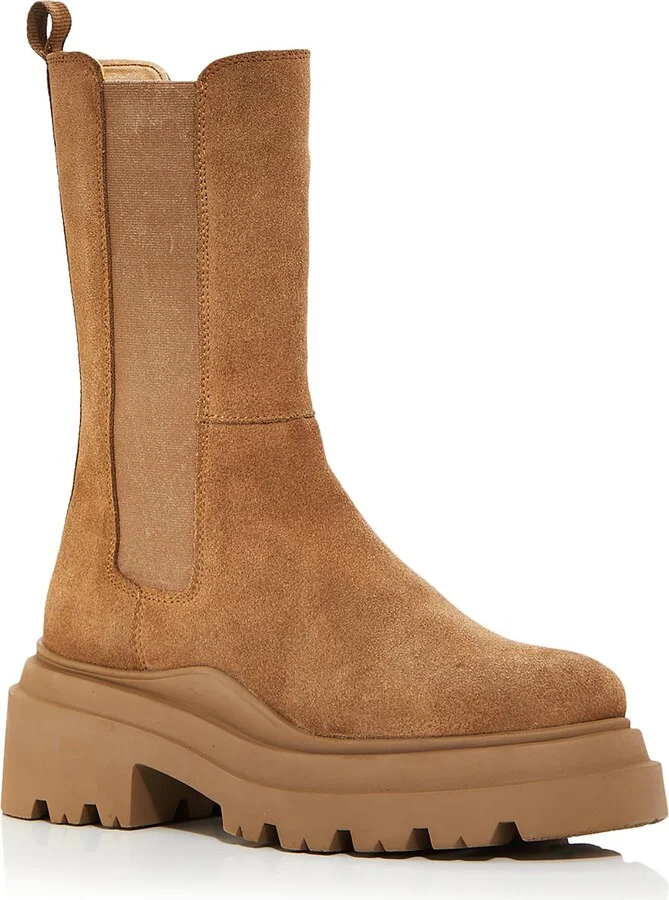 JESSY Womens Leather Pull On Mid-Calf Boots