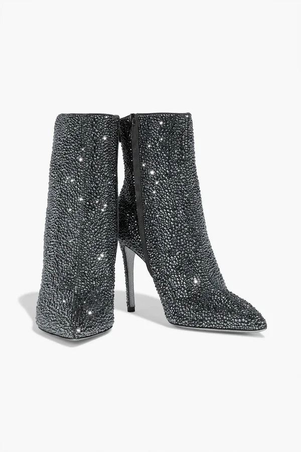 Jet crystal-embellished suede ankle boots - Image 2