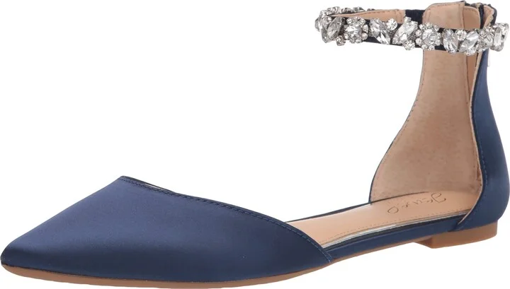 Jewel Badgley Mischka Cassidy Flat Pointed Shoe Navy
