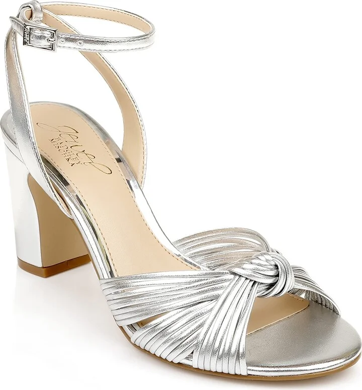 Jewel Badgley Mischka Christen Metallic Knotted Block Heel Sandal