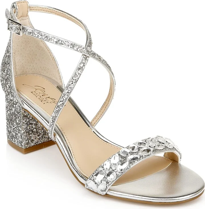 Jewel Badgley Mischka Claudia Glitter Block Heel