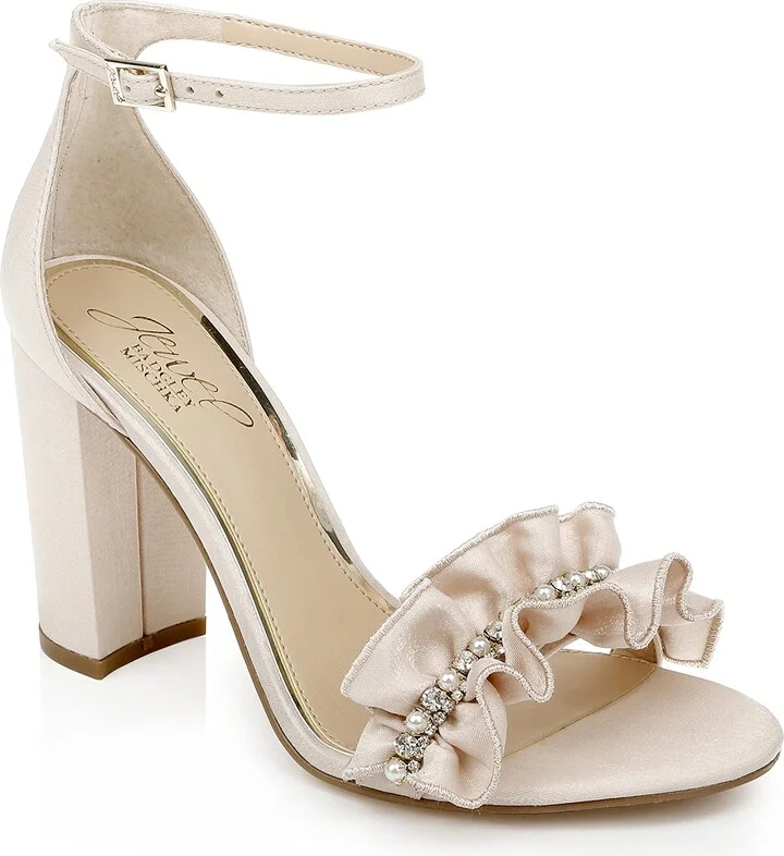 Jewel Badgley Mischka Deva Ruffle High Block Heel