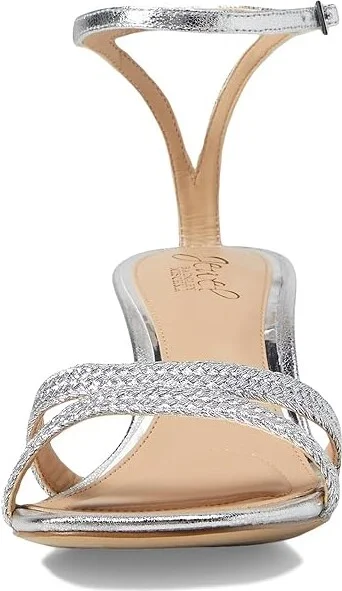 Jewel Badgley Mischka Hayzel Women's Sandals Silver Fabric : 6.5 M, Leather - Image 2