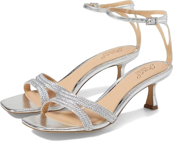 Jewel Badgley Mischka Hayzel Women's Sandals Silver Fabric : 6.5 M, Leather