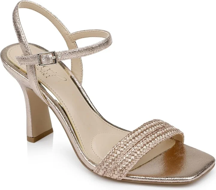 Jewel Badgley Mischka Heddia Woven Vamp Sandals