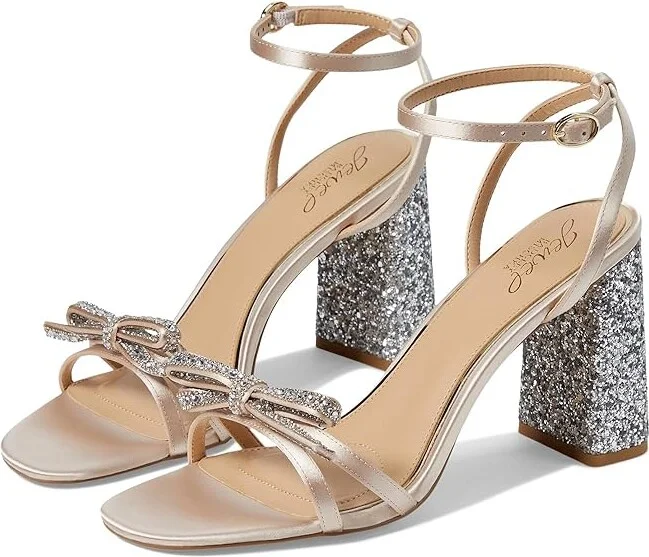 Jewel Badgley Mischka Hillary Women's Sandals Champagne Satin : 8 M