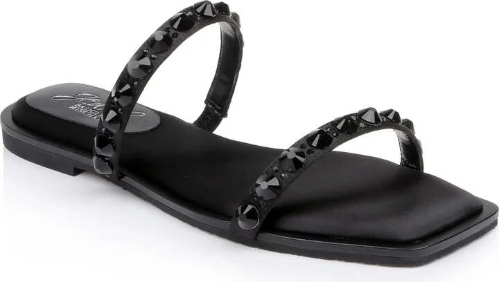 Jewel Badgley Mischka Honesty Flat Sandals with Gemstone-Studded Straps