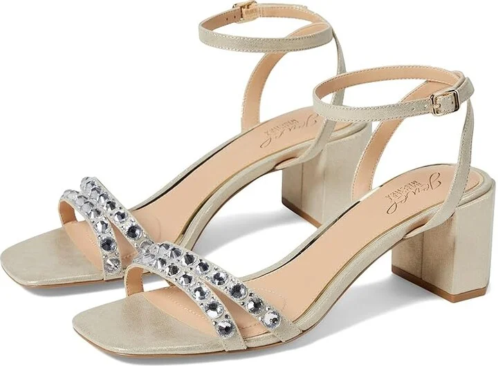 Jewel Badgley Mischka Honor Women's Sandals Gold Metallic : 8.5 M, Leather