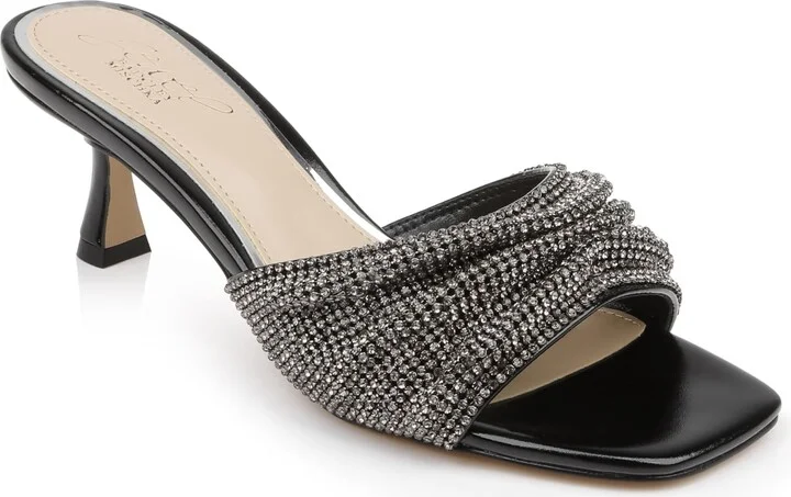 Jewel Badgley Mischka Humor Crystal Mules with Kitten Heel